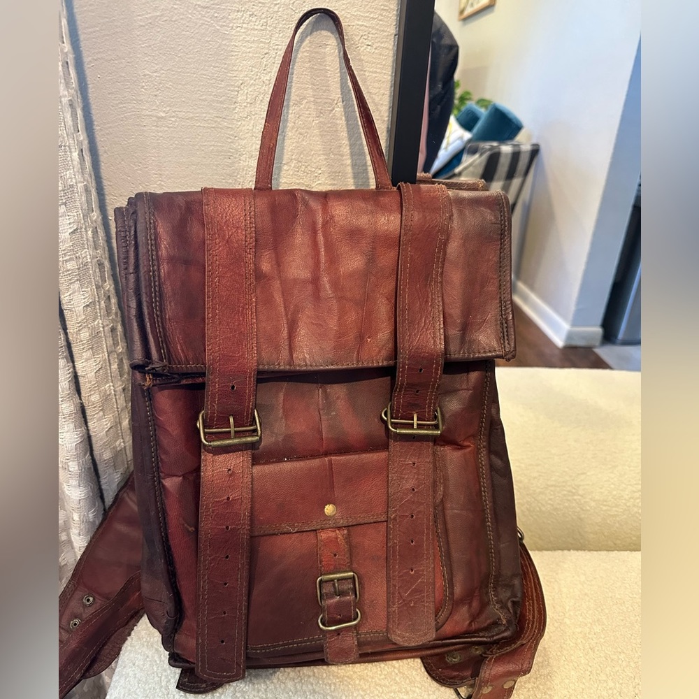 Genuine leather backpack. Originally from  Brothers Leather Supply Co.